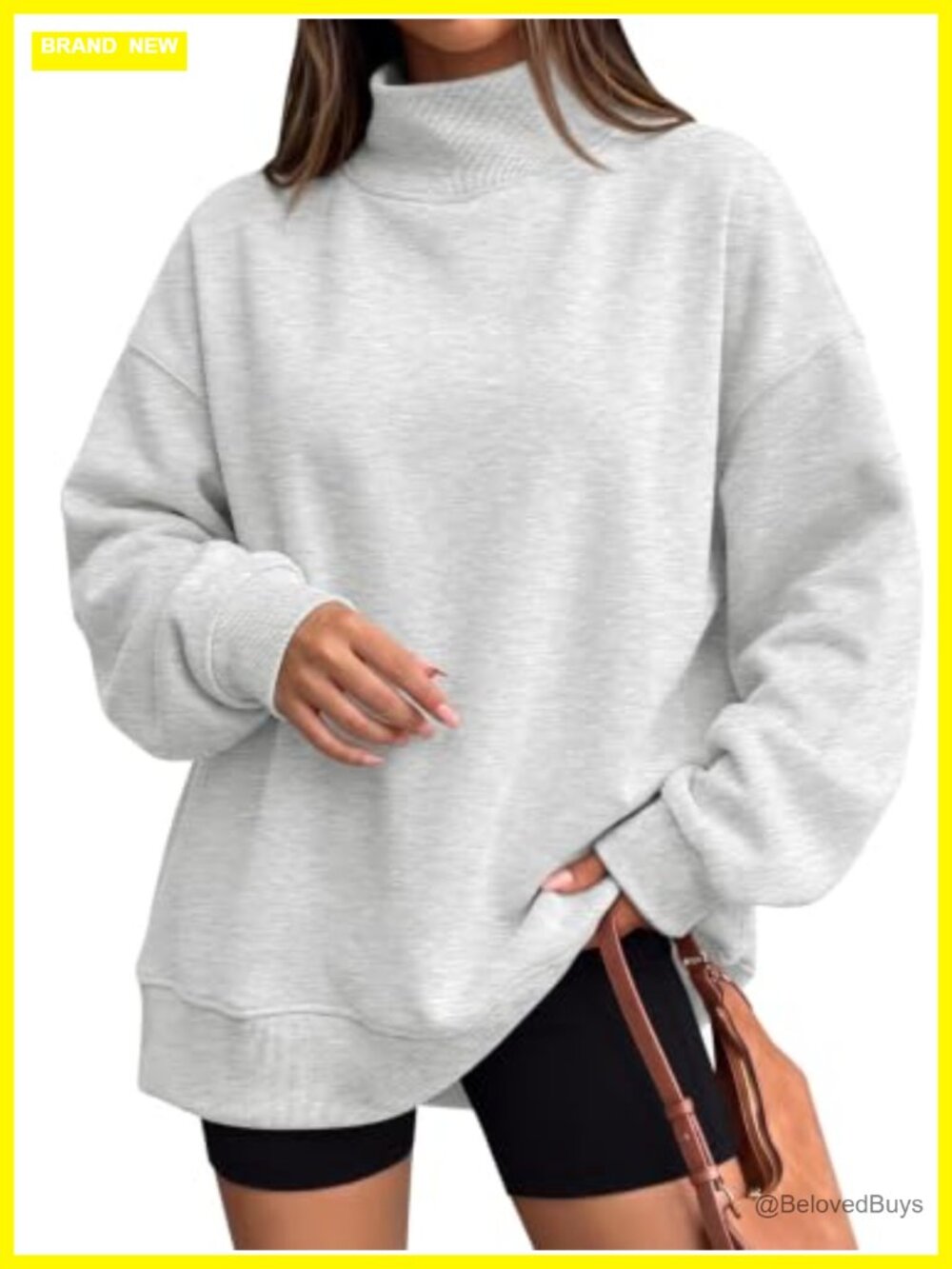 Women's Mock Neck Oversized Sweatshirt Cotton Blend Pullover